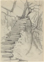 Steintreppe in einem Garten