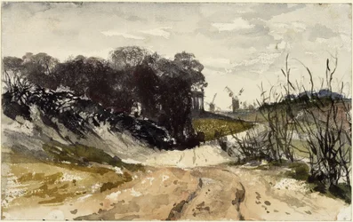 Märkische Landschaft mit Windmühlen im Hintergrund