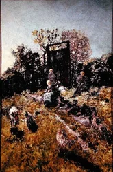 Landschaft mit Figuren und Ziegen, vor 1866