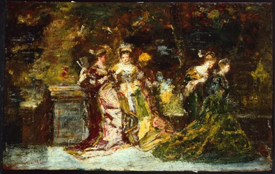 Frauen in einem Park, ca. 1858