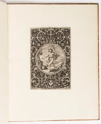 Merkur, Platte aus einer Suite von 6 ornamentalen Designs mit dem Urteil des Paris