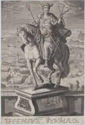 Tafel 4: Reiterstatue von Caligula, dreiviertel nach links gesehen, ca. 1587-89