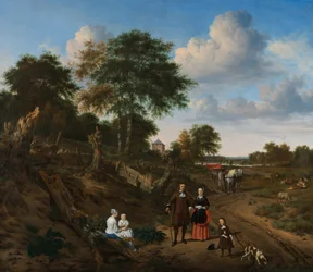Porträt eines Paares mit zwei Kindern und einer Amme in einer Landschaft, 1667