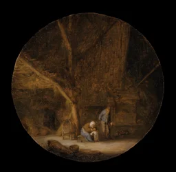 Innenraum mit einer Bauernfamilie