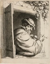 Pfeifenraucher am Fenster