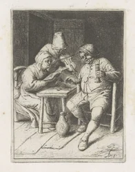 Geiger bei einem Paar am Tisch (Das Konzert)