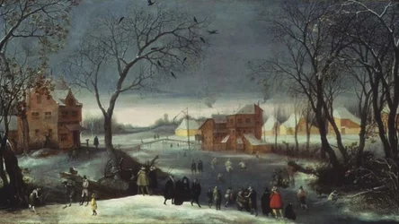 Winterlandschaft mit Schlittschuhläufern