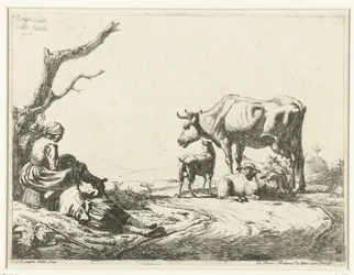 Hirte und Hirtin mit Vieh