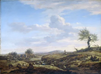 Hügelige Landschaft mit einer Hochstraße, 1660-70