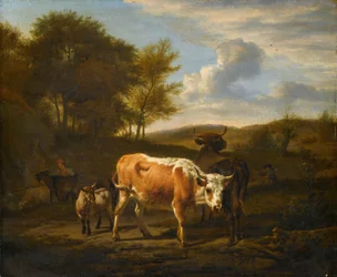 Gebirgige Landschaft mit Kühen