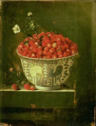 Wilde Erdbeeren in einer chinesischen Wanli-Kraak-Porzellanschale, 1704