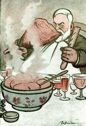 Karikatur von Camille Cerf (1862-1936) belgischer Journalist und Sekretär von Georges Clemenceau - Zeichnung von Adrien Barrere (1877-1931) aus Fantasio