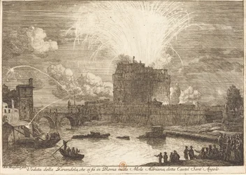 Ansicht des Feuerwerks über dem Castel Sant