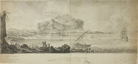 Ansicht der Stadt und des Hafens von Palermo mit Blick auf den Monte Pellegrino