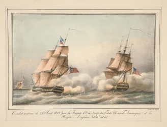 Kampf am 23. August 1812 von der Fregatte Le President der Vereinigten Staaten geführt