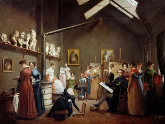 Ansicht des Ateliers des Malers Abel de Pujol