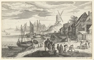 Landschaft an der Küste mit Windmühle