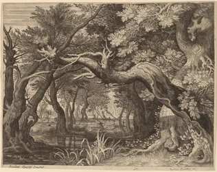 Hirschjagd an einem Teich