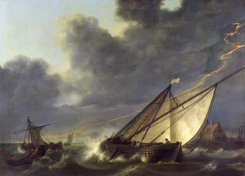 Boote im Mündungsgebiet des Holland Diep in einem Sturm