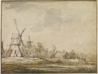Eine Landschaft mit Mühlen
