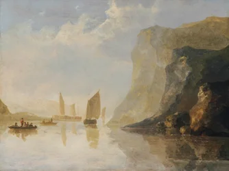 Flusslandschaft mit Booten