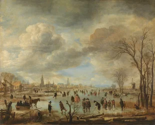 Winterlandschaft in der Nähe einer Stadt