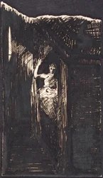 Frau in einer Alkove