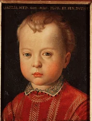 Porträt von Garzia de Medicis (1547-1562) Kind. Gemälde von Allori Angelo di Cosimo dit Bronzino (1503-1572) 16. Jahrhundert. Palazzo Medici-Riccardi, Florenz