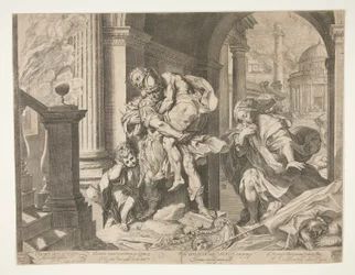 Aeneas und seine Familie fliehen aus Troja