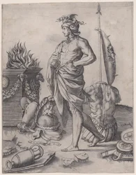 Ein junger Held nahe einem Altar, ca. 1514-1536