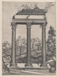 Speculum Romanae Magnificentiae: Tempel des Antoninus und Faustina, 16. Jahrhundert
