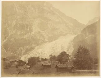 Unterer Grindelwaldgletscher und Straße zur Boenisseg am Mettenberg