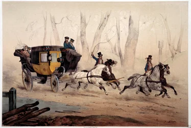 Der Poststuhl. Druck von Albert Adam (1833-?) 1870