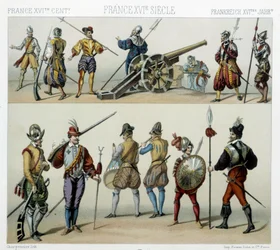 Krieger im 16. Jahrhundert - in „The historical costume“ von Racinet