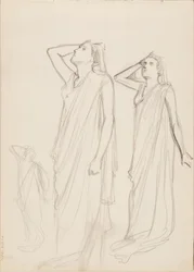 Aino Ackté als Alcestis, drei Skizzen