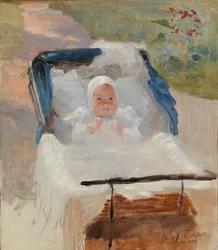 Der Sohn des Künstlers, Erik, in einem Kinderwagen