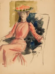 Sitzende Frau mit Hut