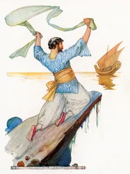Sindbad entfaltete und winkte Historban