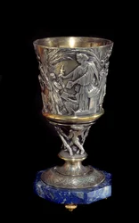 Porphyrschale in Silber und Porzellan von Albert Ernest Carrier Belleuse (1824-1887)