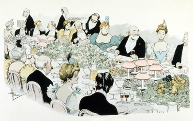 Abendessen von A. Guillaume im Jahr 1908 (Zeichnung)