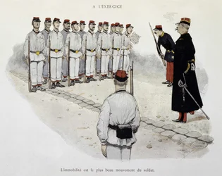 Im Einsatz: Immobilisierung ist die schönste Bewegung des Soldaten - die Armee gesehen von Albert Guillaume (1873-1942), ca. 1900