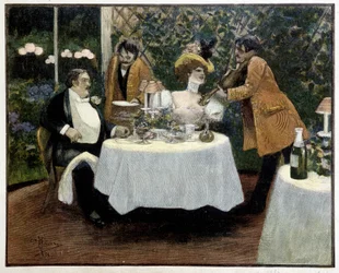 Restaurant, Zeichnung von Guillaume