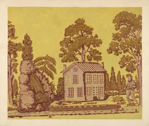 Tapete als Bandbox-Abdeckung verwendet, ca. 1937
