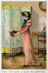 Mögest du eine zu glückliche Zeit haben, viktorianische Weihnachtskarte, veröffentlicht von Hildesheimer und Faulkner, London, ca. 1880