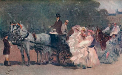 Weißer und rosa Tüll - Im Park, ca. 1900
