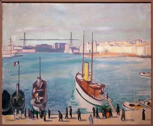 Der Hafen von Marseille (Bouches-du-Rhône) - Im Hintergrund sieht man die Fährbrücke