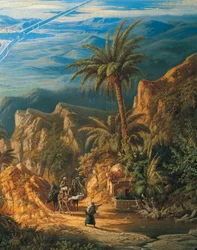 Ansicht des Suezkanals, Detail: Karawanen und Palmen