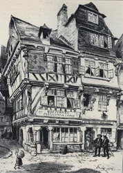 La venelle aux pastes in Morlaix - La vieille France - La Bretagne - Text, Zeichnungen und Lithografien von Albert Robida (1848-1926) undatiert, spätes 19. Jahrhundert