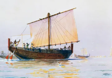 Phönizisches Handelsschiff, das in Pharos ankommt