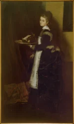 Mädchen, Wildschweinkopf tragend